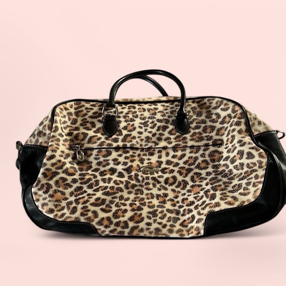 Brown and Black Leopard Print Travel Bag with Ample Storage - Picture 7 of 7
